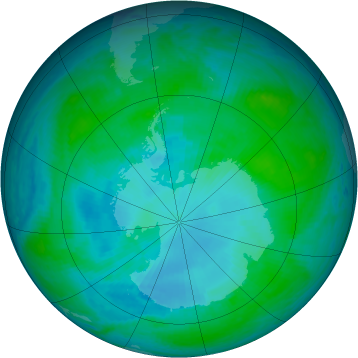 Antarctic ozone map for 28 January 2001